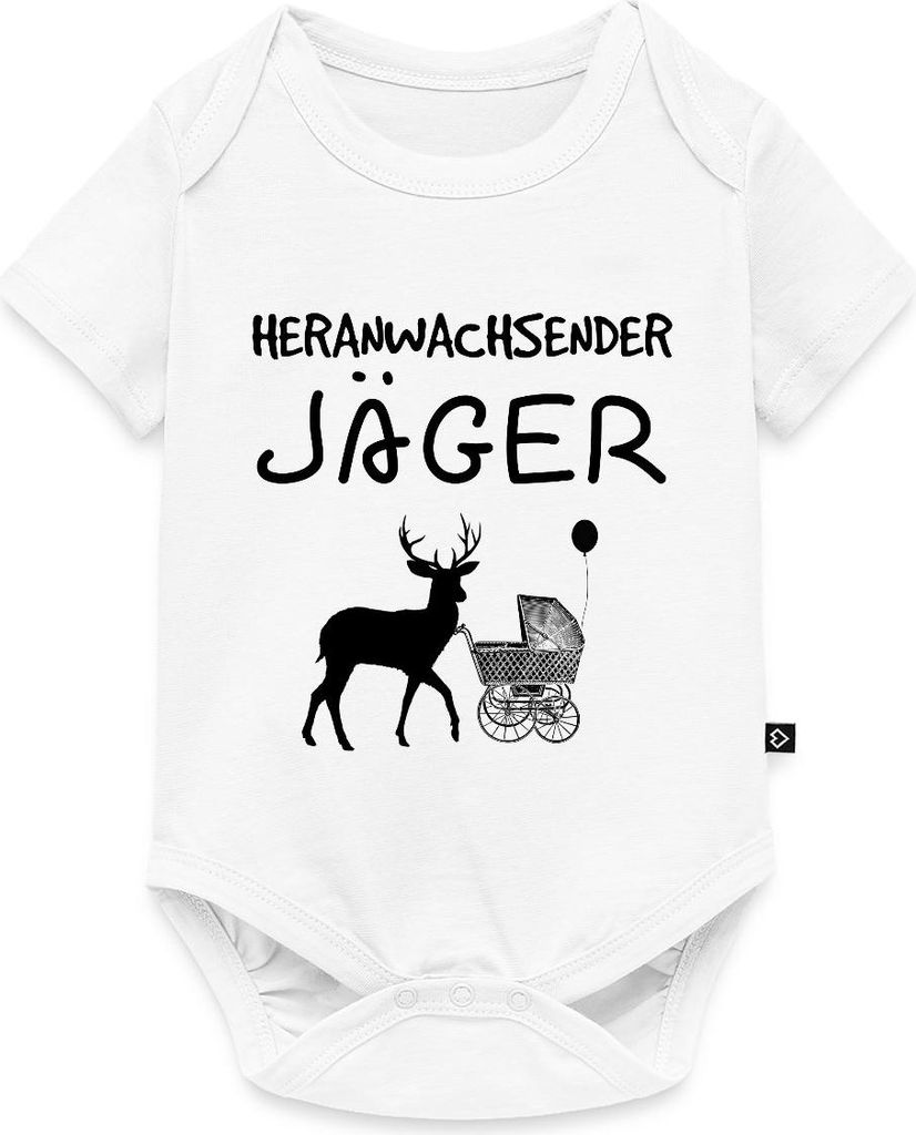 Spreadshirt Heranwachsender Jäger Nachwuchs Kurzarm Tages Baby Body, 62 (2-3 M.), Weiß