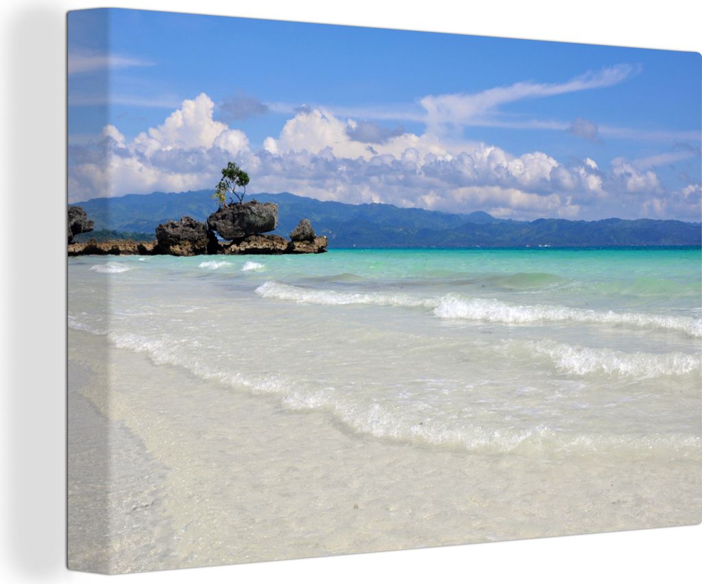 OneMillionCanvasses - Leinwandbilder - 140x90 cm, Tropischer Strand auf der philippinischen Insel Boracay, Wandbilder Kunstdruck Wanddekoration -...
