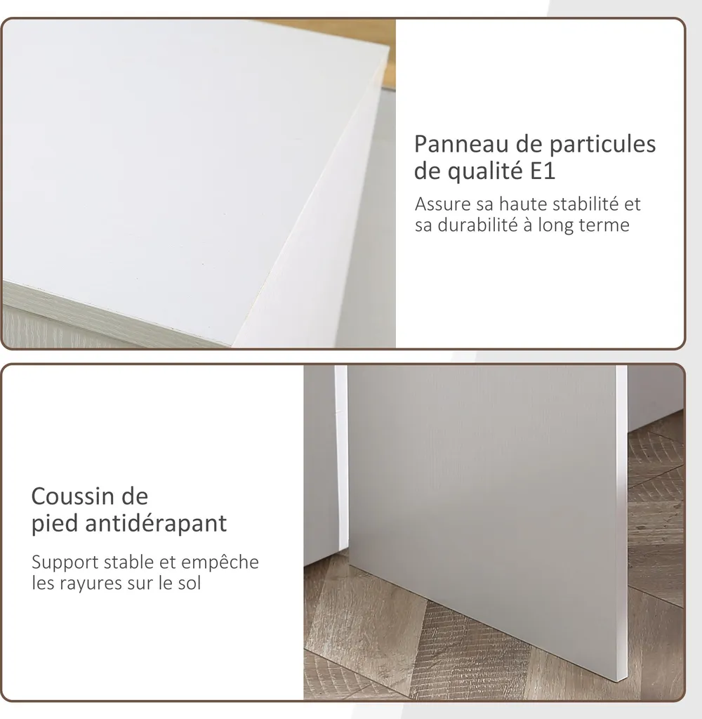 Bureau d'Angle Blanc 117 cm : Solution Gain de Place pour Rangement - 7
