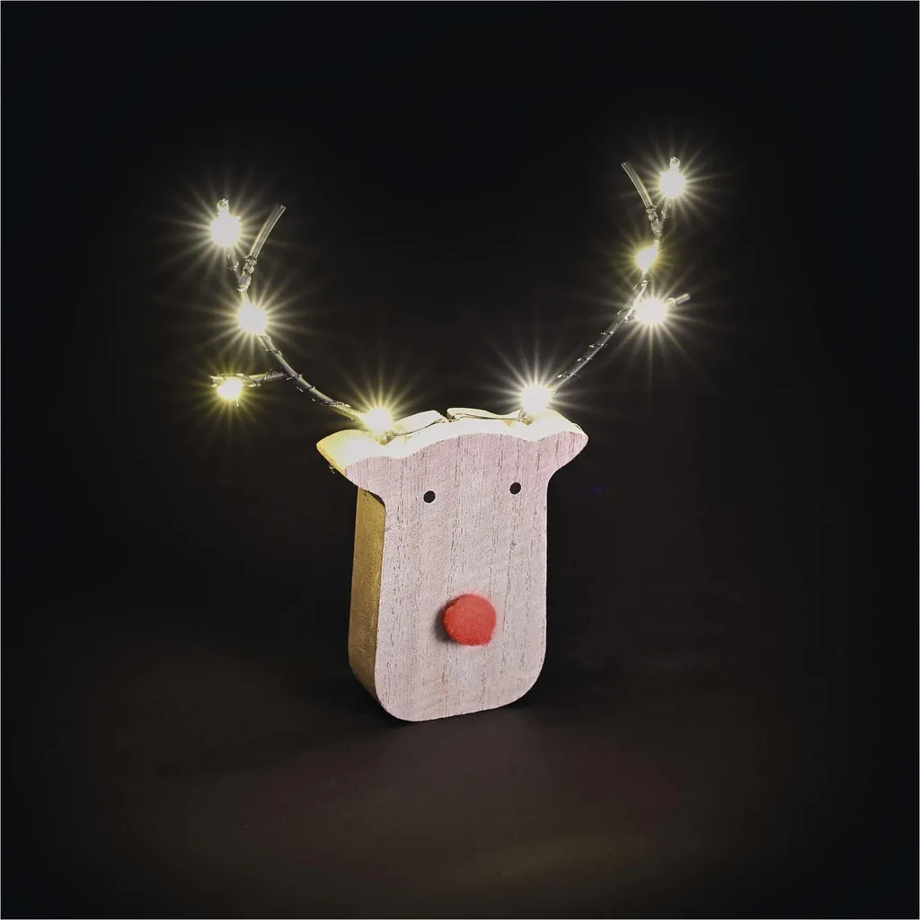Testa di Renna EMOS DCWW42: Legno Naturale e 8 LED Bianco Caldo