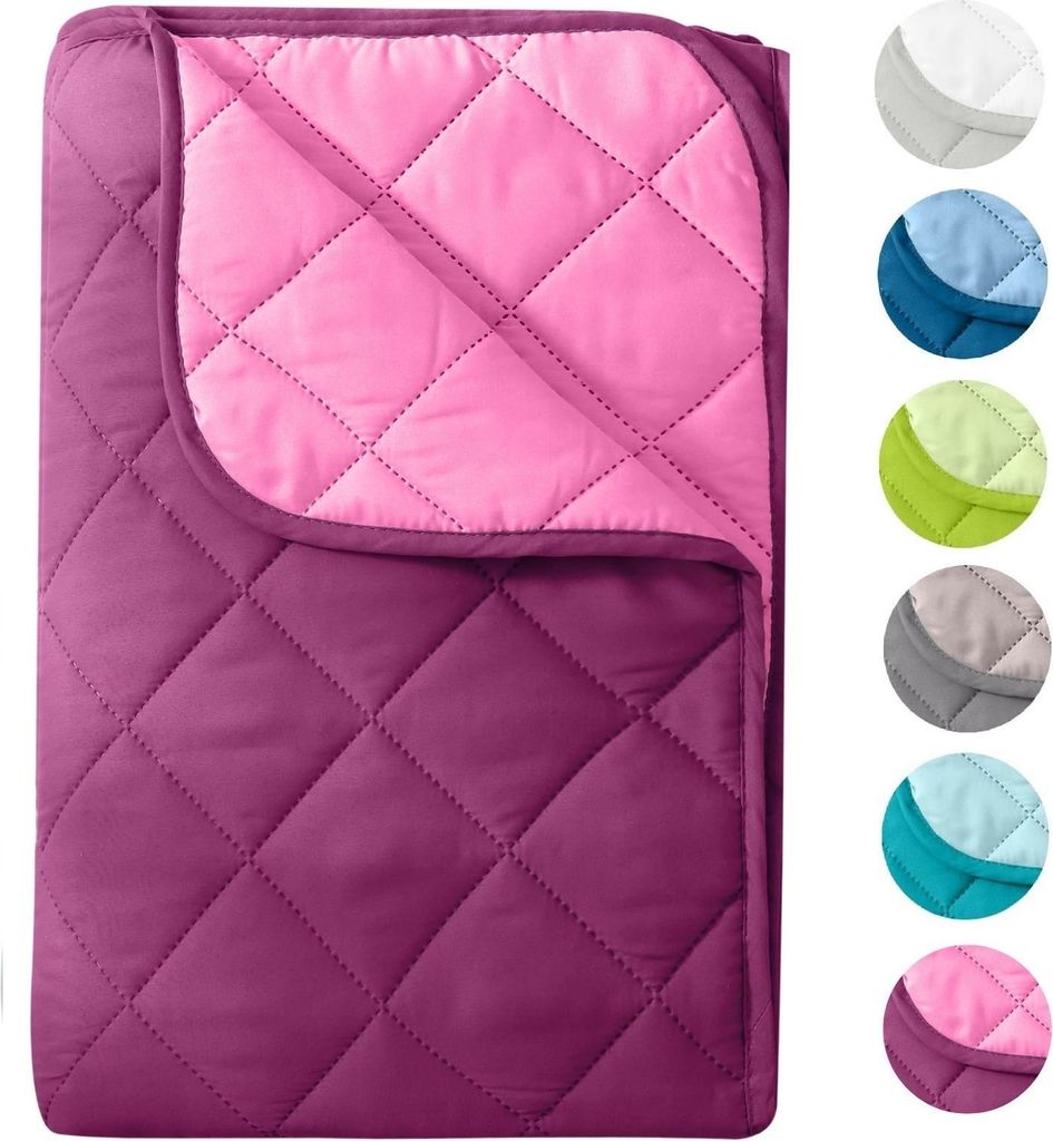 Microfaser Sommer Steppbett 135x200 lila & pink-violett / OEKO-TEX / kochfest 95° / Leichtsteppbett für heiße Tage / ohne Bezug verwendbar