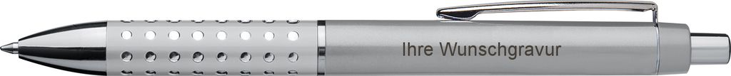 Kugelschreiber mit Gravur / "Glitzer" / Farbe: grau/silbergrau