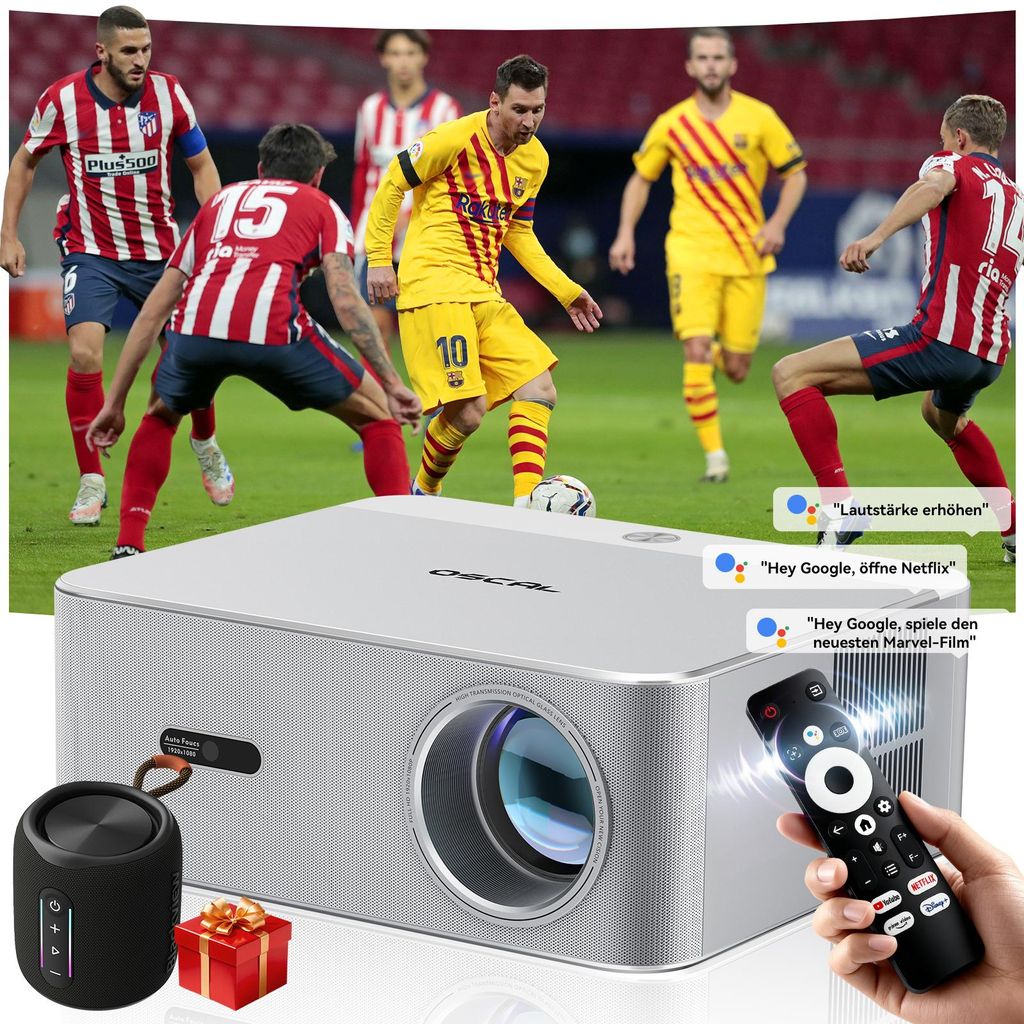 OSCAL PV800 PRO Beamer mit Aurabass2 Lautsprecher, 1400 Produktbild 