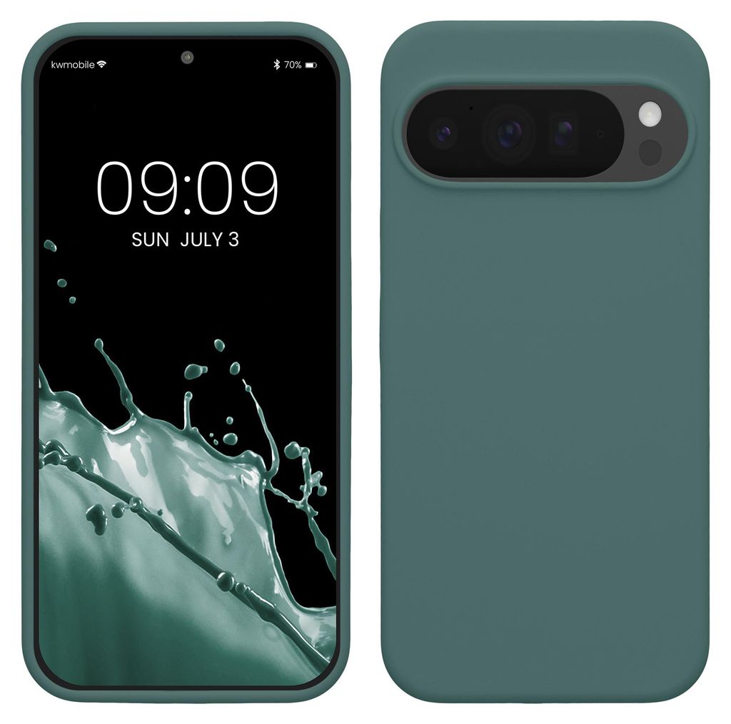 kwmobile Handyhülle für Google Pixel 10 Pro XL Hülle - Case Silikon - Kabelloses Laden - Schutzhülle Cover in Blaugrün