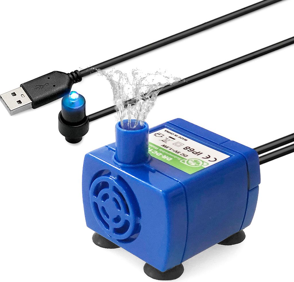 USB Pet Trinkbrunnenpumpe Ersatz Geraeuscharmer Pumpenmotor mit LED-Anzeigeleuchte