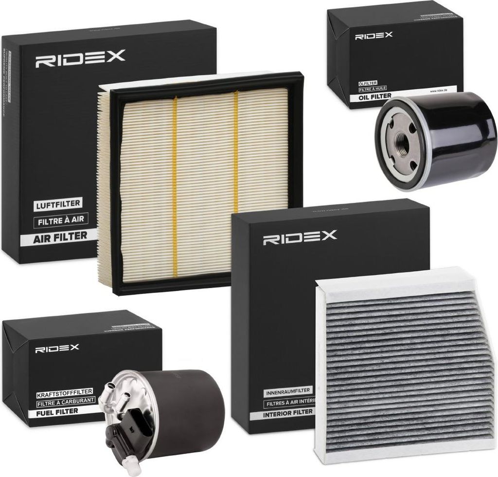 RIDEX Filterset Inspektionspaket Filtersatz passend für MERCEDES-BENZ B-Klasse (W246, W242) A-Klasse (W176) CLA Coupe (C117) GLA (X156) für INFINITI