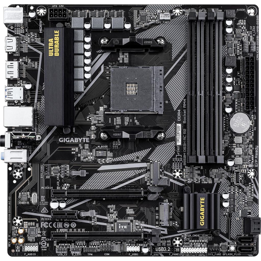 GIGABYTE B550M DS3H AC R2, AMD, Socket AM4, AMD Ryzen 3000 Zdjęcie produktu 