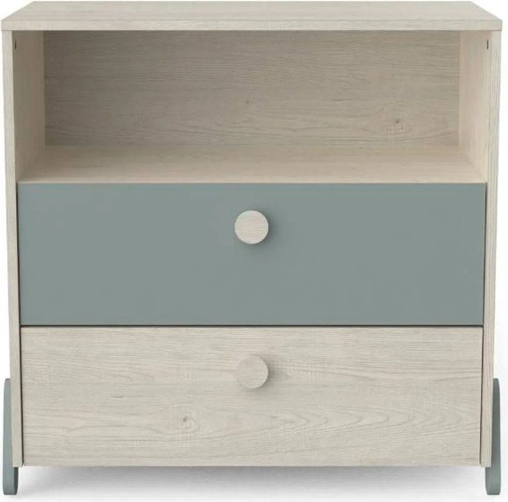 Meuble de Chambre Scandinave Chêne et Gris-Vert - Commode de Salon