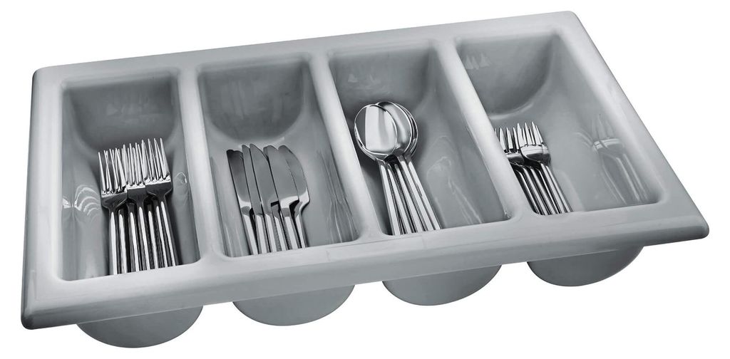 GRÄWE Besteckkasten leer 4 Fächer, Gastronorm, GRAU