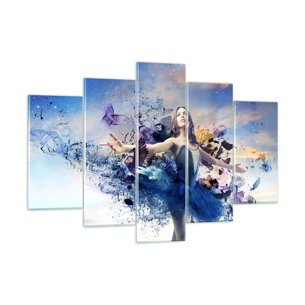 Bilder auf glas - Ballerina Tänzer Tüll Kleid - 150x100cm - Glasbilder - Wandbilder - Kunstdruck - zum Aufhängen bereit - Wanddekoration aus Gla...