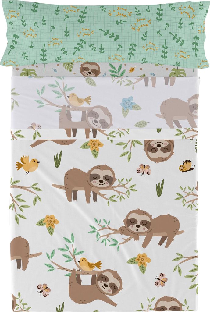 Happy sloth Oberlaken set 2 teiliges 160x270 cm (Standardgrösse) 100% Baumwolle Hergestellt in Europa