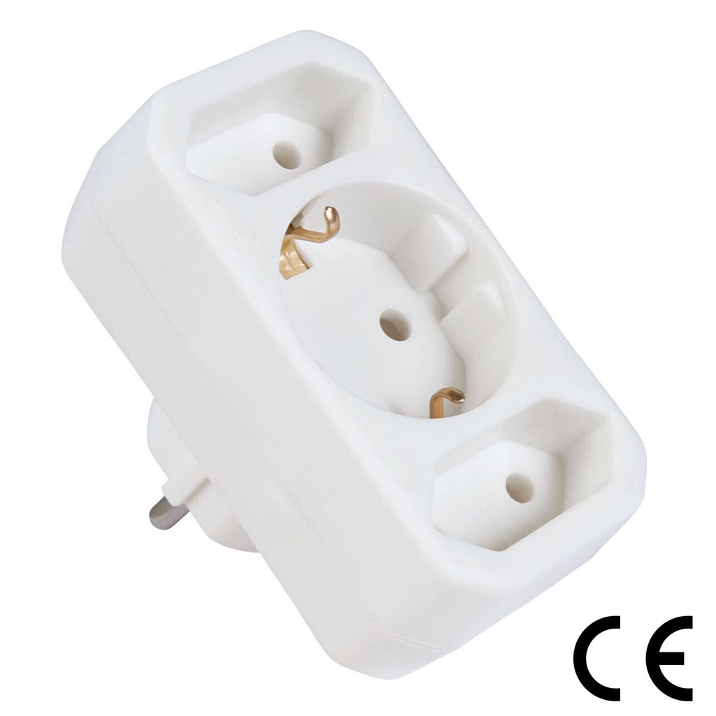 ORSEM Mehrfachsteckdose Schutzkontakt Steckdosenadapter Stromadapter 3-Fach Stecker Multi-Steckdose 3x Schutzkontakt-Buchse 16A max. 3500W Weiß