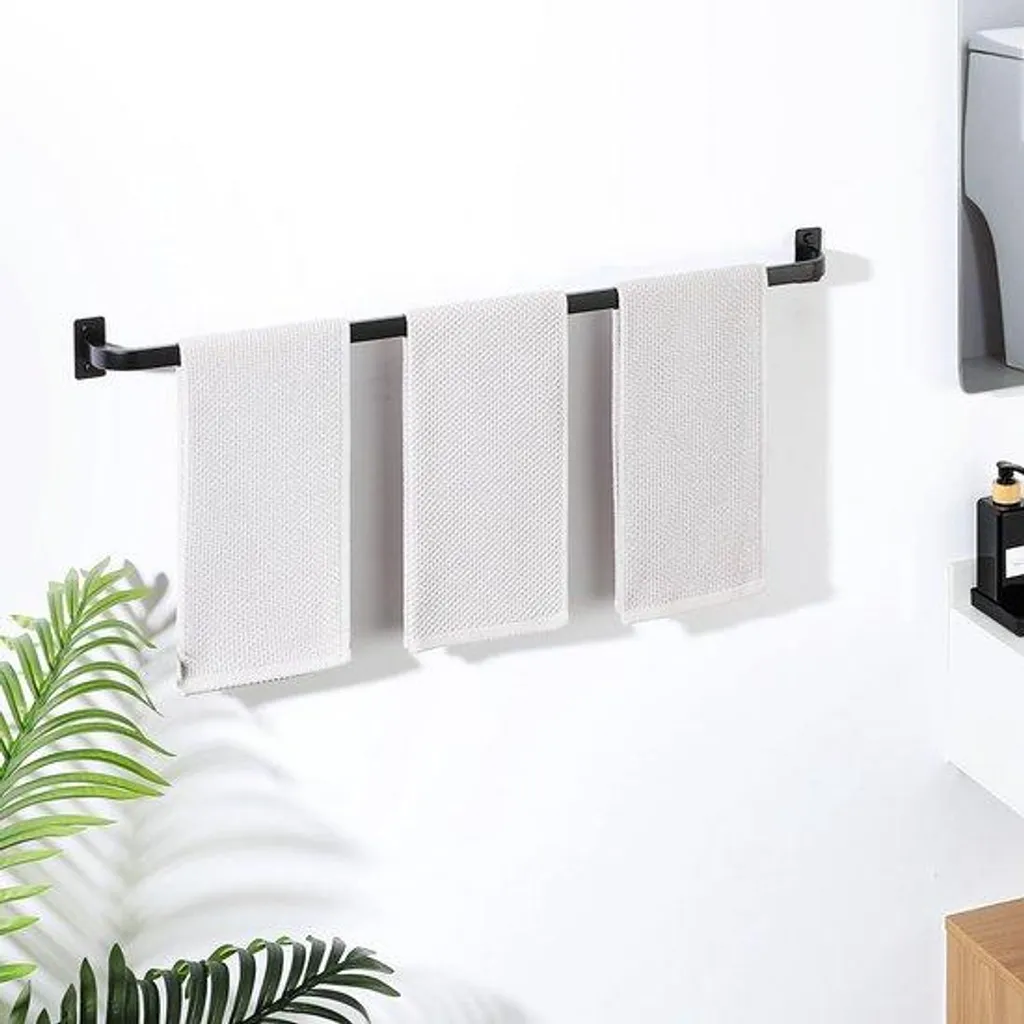 Porte-serviette 80 cm inox noir : fini les serviettes humides au sol
