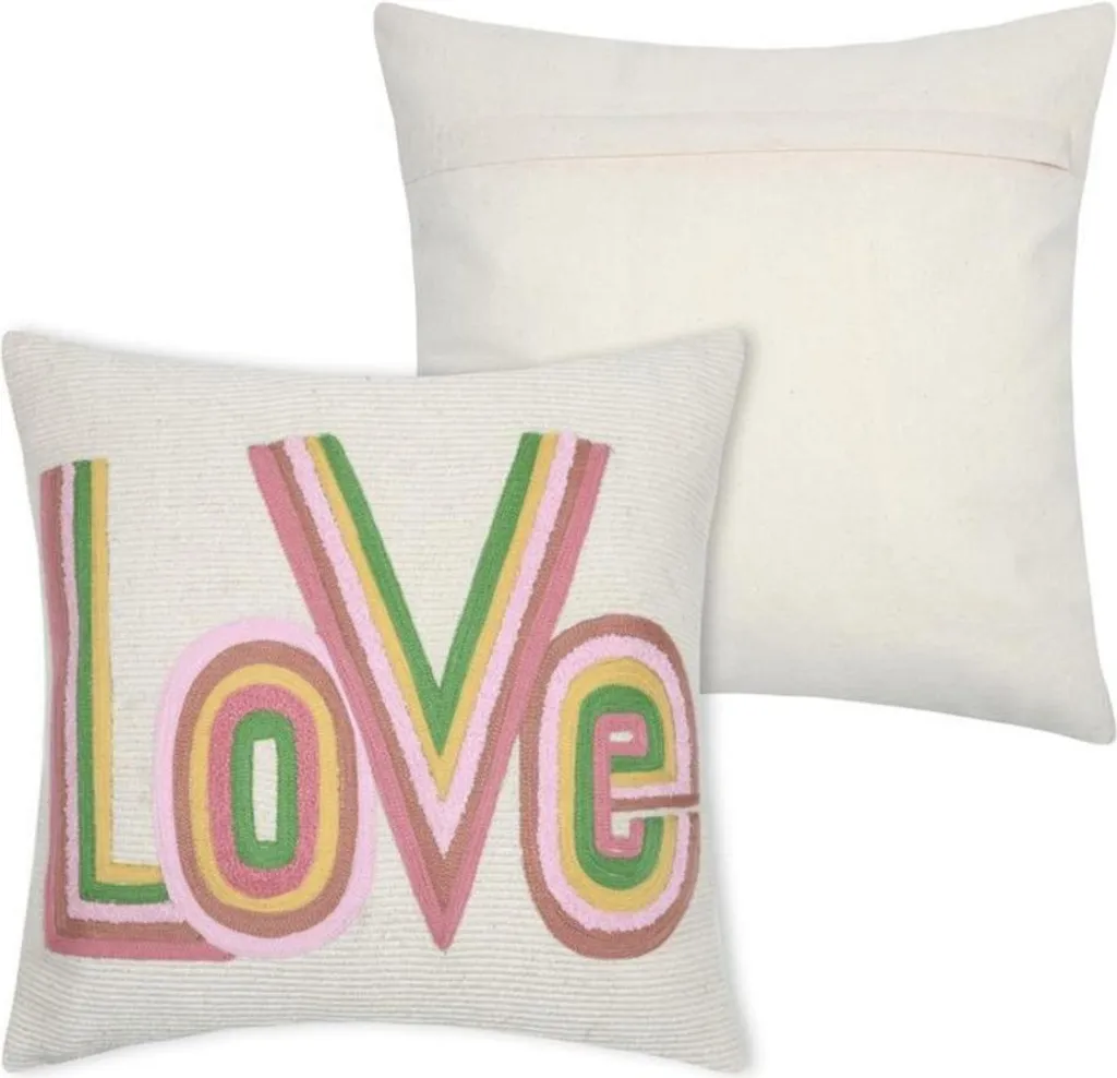 Coussin Moelleux 40x40 Crème Confortable avec Écriture Multicolore - 2