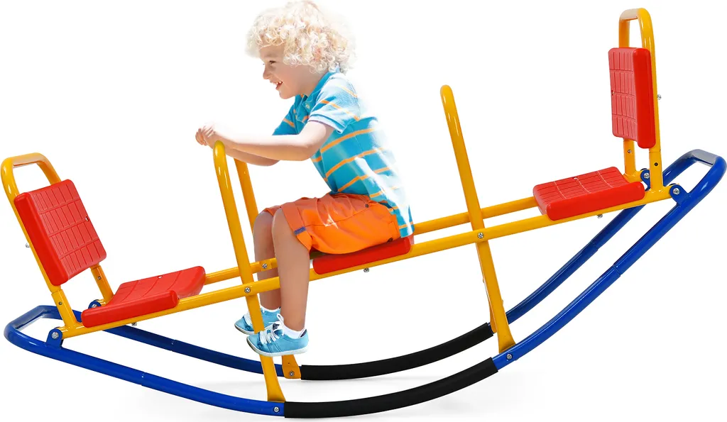 Balançoire stable anti-basculement pour 3 enfants - Sécurité Jardin Métal