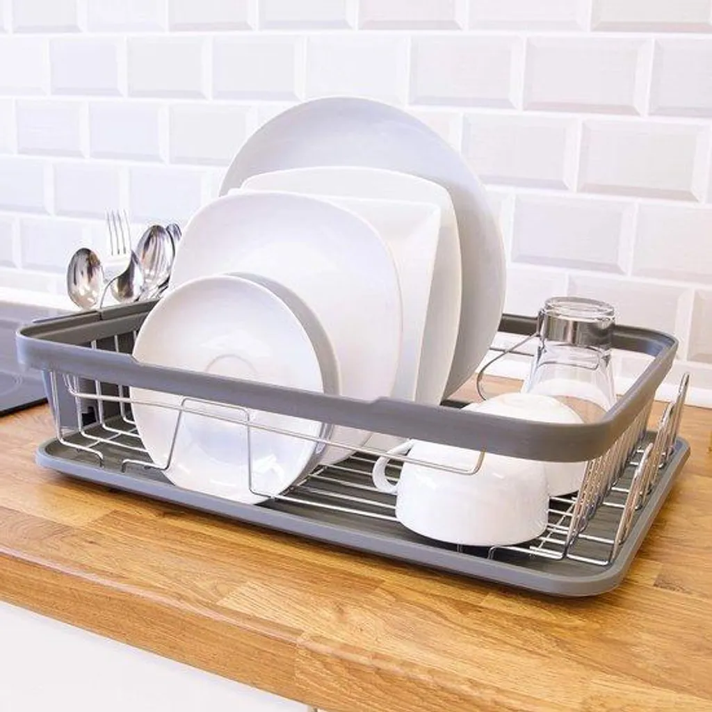 Égouttoir évier pratique pour sécher assiettes et couverts avec bac amovible