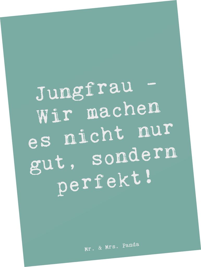 Mr. & Mrs. Panda Postkarte Spruch Jungfrau Perfektion - Meeresbrise - Geschenk, Grußkarte, Ansichtskarten, Geschenke Astrologie, Tierkreiszeichen,...