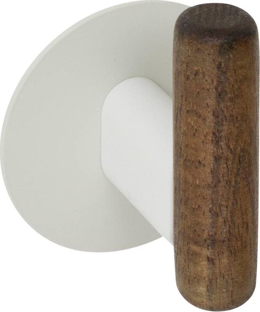Set aus 2 selbstklebenden kleiderhaken cassie in beige und holz - 5 five simply smart