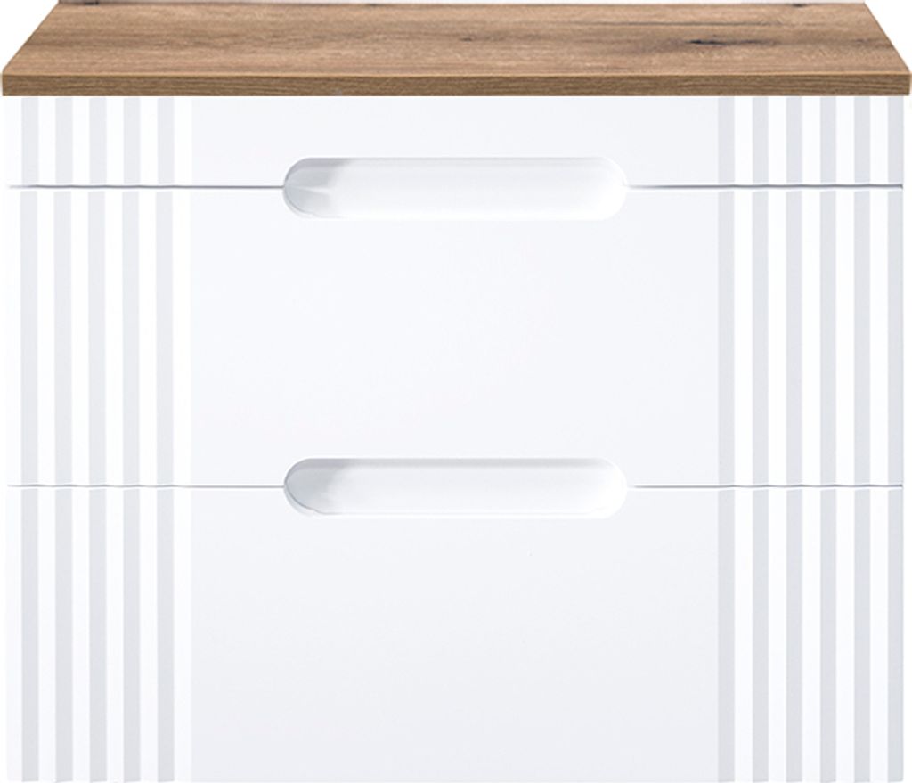 80cm Waschtischunterschrank FAIRFIELD-56 in weiß mit Eiche Produktbild 