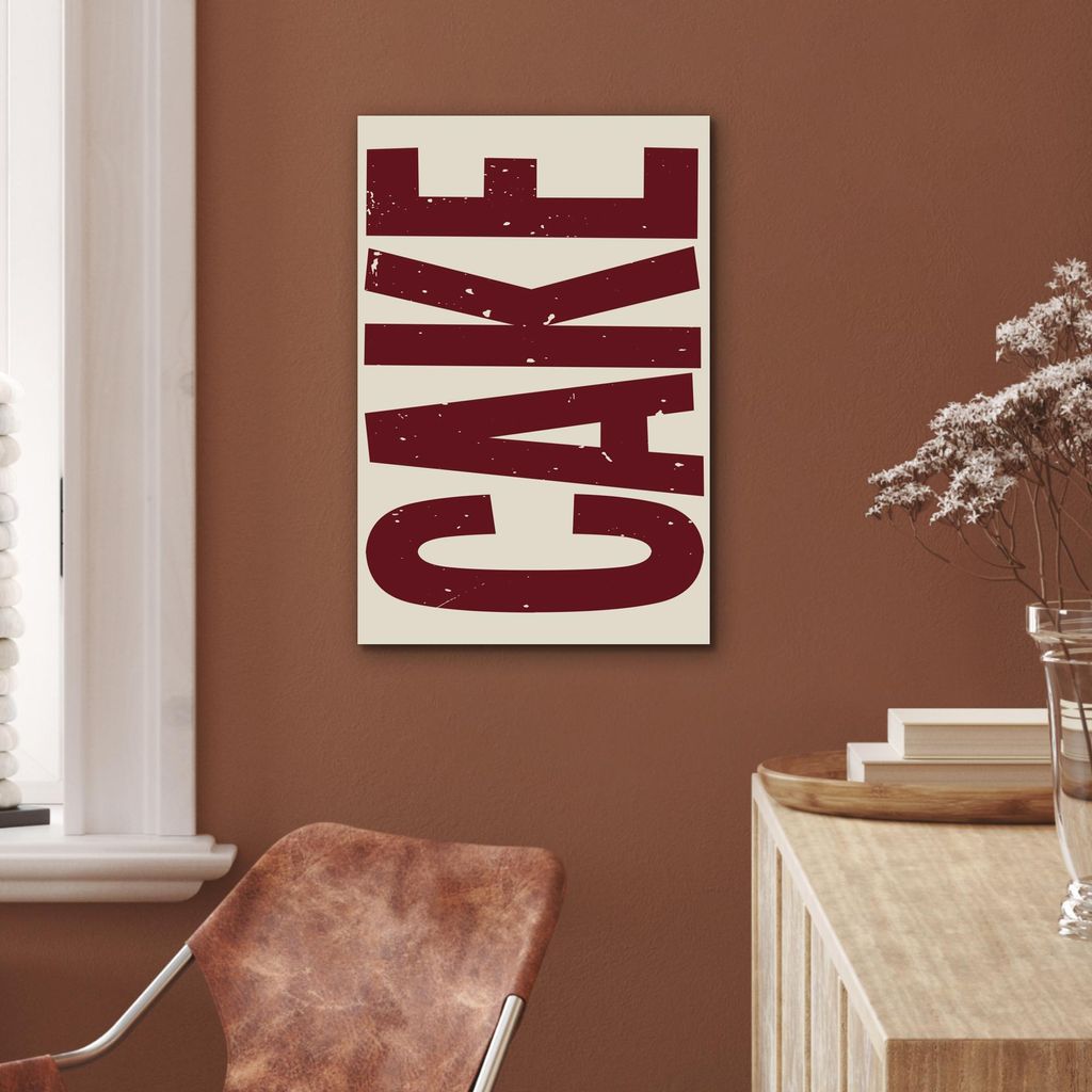 MuchoWow Wanddekoration Metall Metallbild Wandkunst 40x60 cm Rot - Torte - Dekoration - Lebensmittel MuchoWow Aluminium Gemälde - Wanddekoration a...