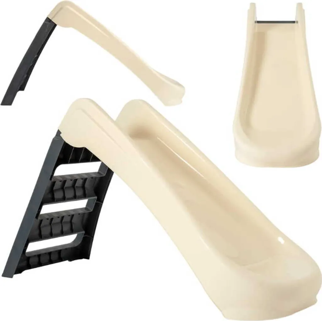 Toboggan Enfant Sécurisé et Facile à Ranger | Glisse 130 cm Gris Beige