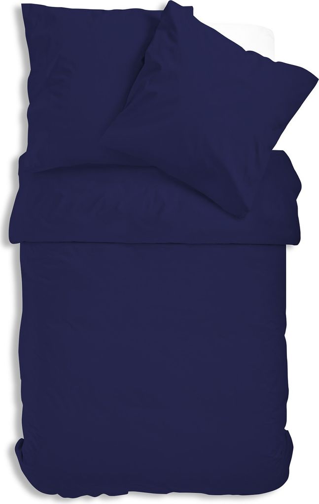 Uni Renforce Bettwäsche 135x200 cm oder 155x220 cm Baumwolle mit Reißverschluss, Farbe:navy / blau, Größe:4 teilig 135x200 cm