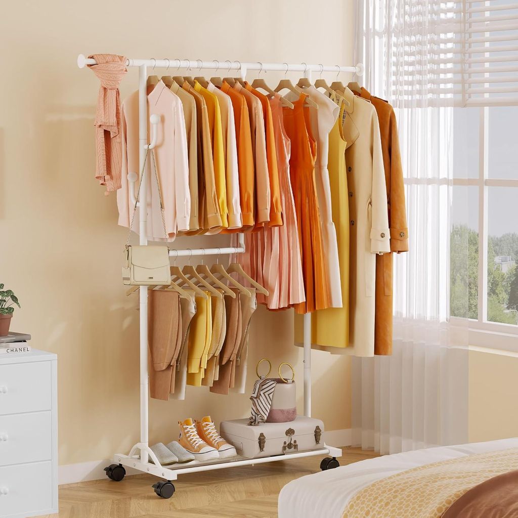 Schwerlast-Kleiderständer auf Rollen - multifunktional - 1 Stück - weiß