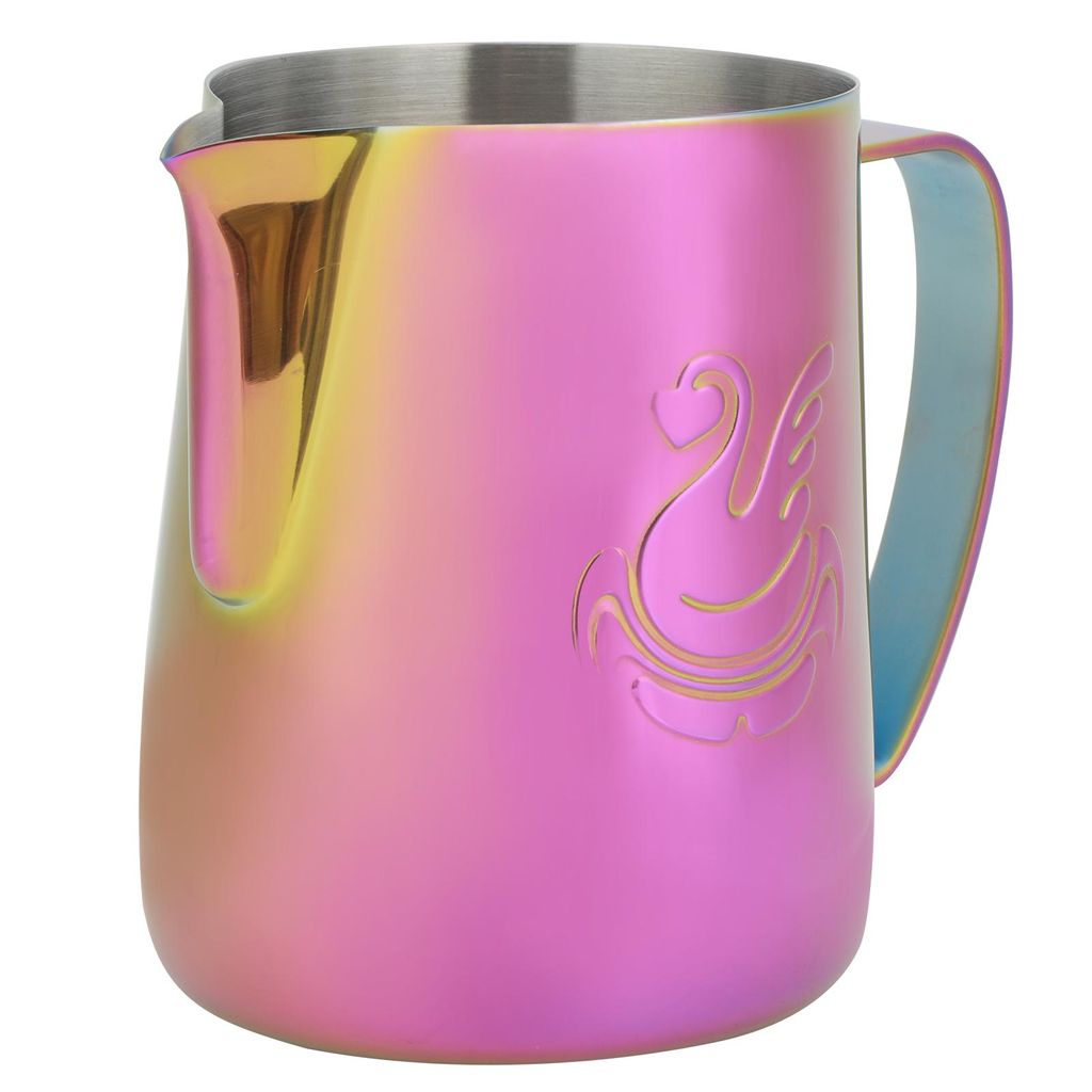 Verdicken Sie 304 Edelstahl Kaffee Aufschäumen Krug Tasse Edelstahl-düse Krug Kaffee Latte Art Zubehör 600ml