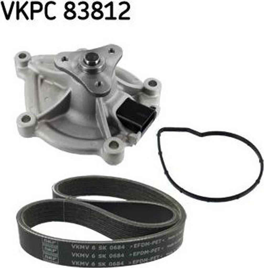 SKF VKMC 33843 Wasserpumpe + Keilrippenriemensatz OE 11517550484 kompatibel mit Berlingo, C3, C4er, C4, DS3, Mini, Clubman, Clubvan, Mini Roadster,...