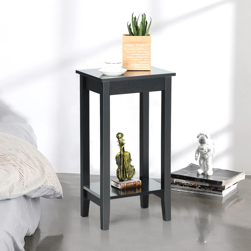 Table Haute Gain de Place Noire : Solution de Rangement pour Entrée Étroite