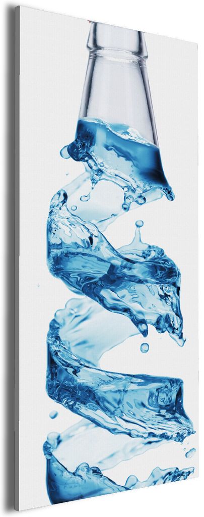 Wallario Premium Leinwandbild Strudel in der Wasserflasche in Größe 30 x 75 cm