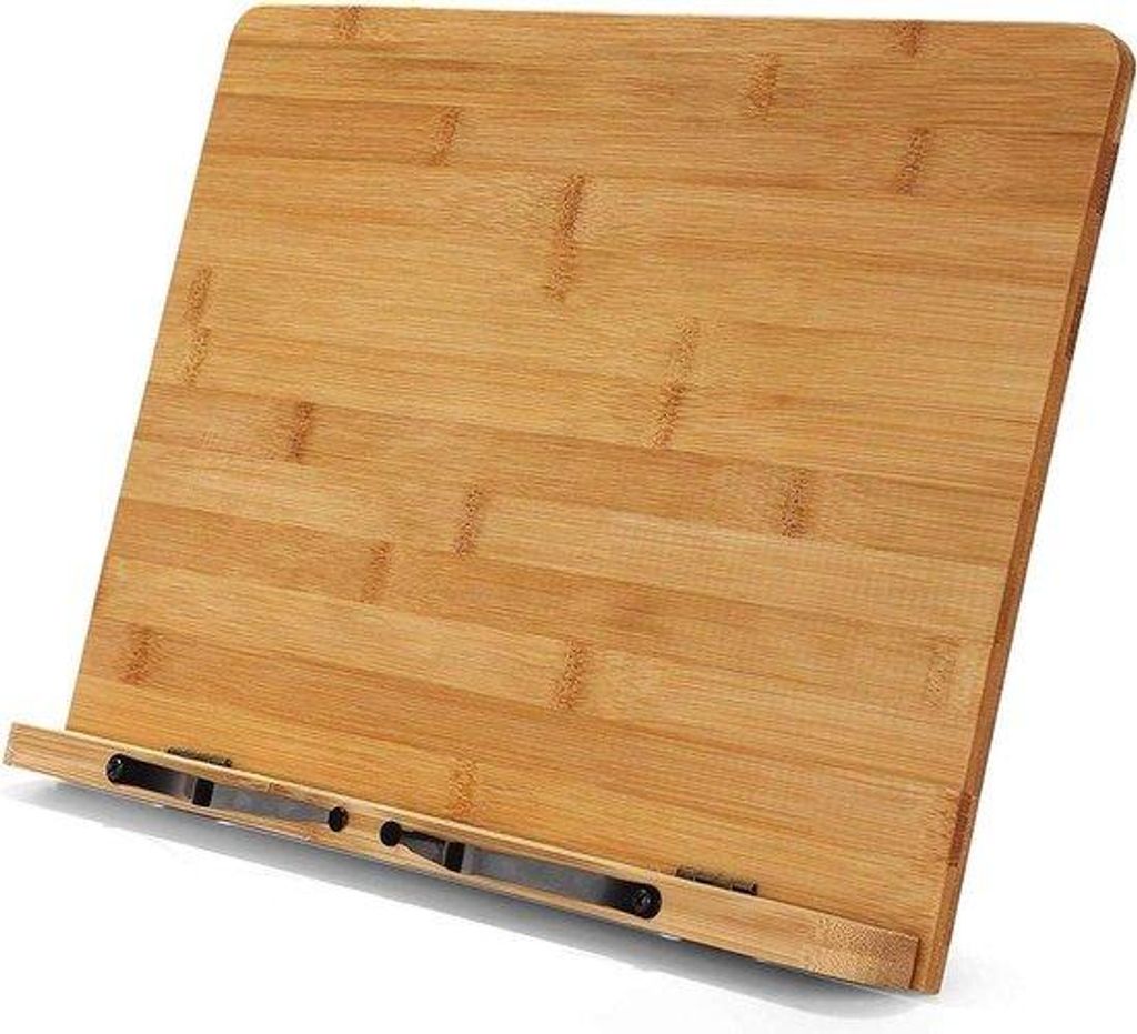 Bamboe Laptop Standhöher für Kookbücher mit Verstellbarer Lade