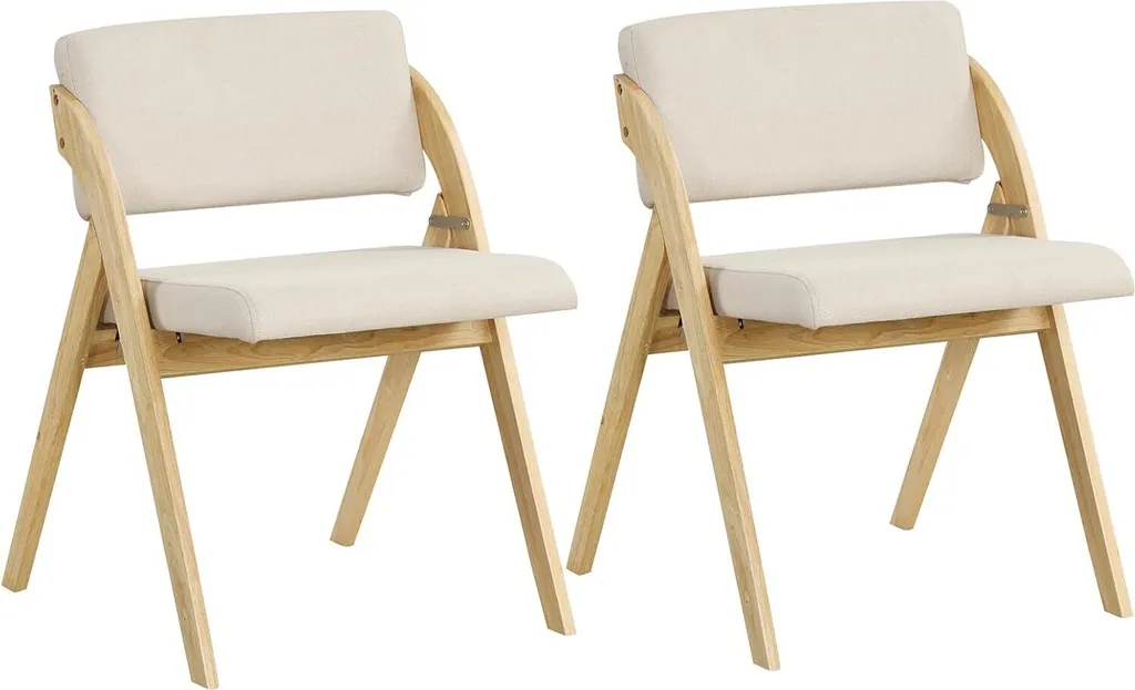 COSTWAY Lot de 2 Chaises de Salle à Manger Pliantes avec Pieds en Bois