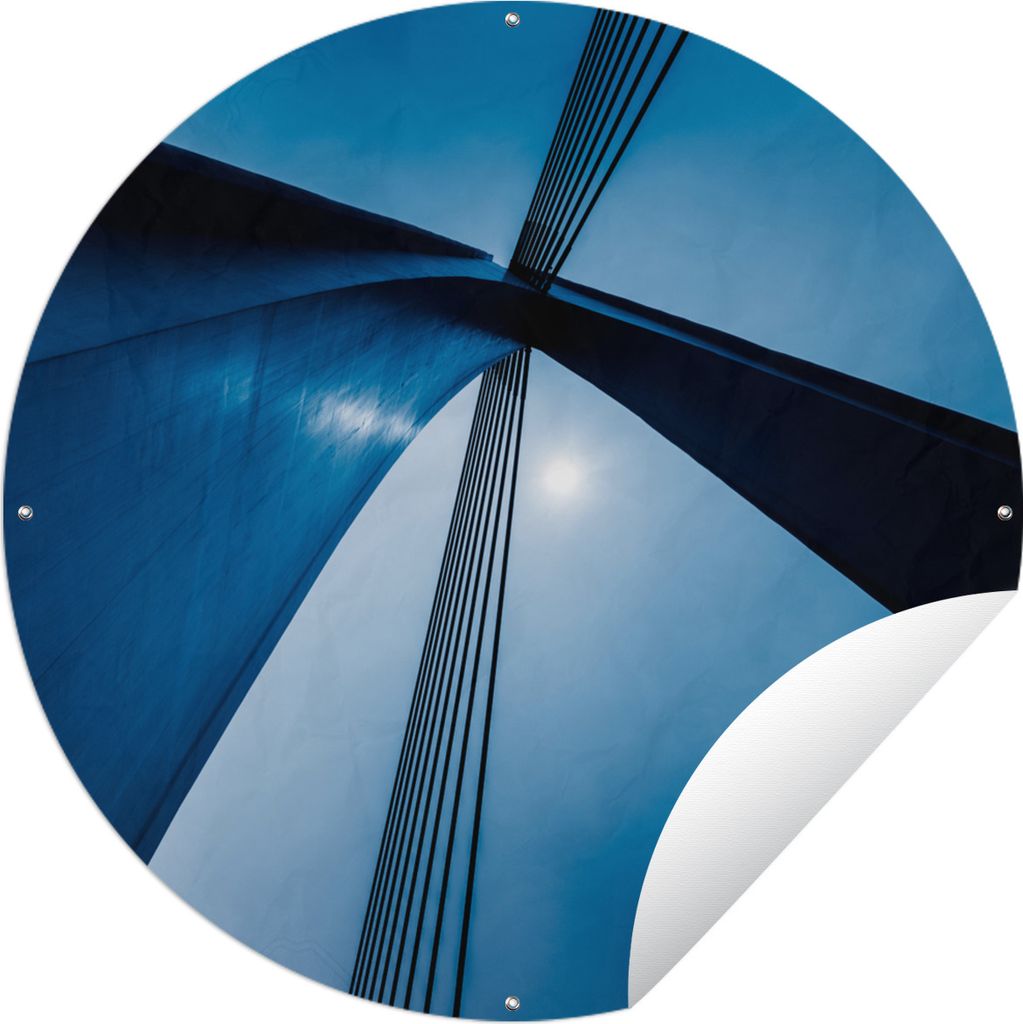MuchoWow Gartenposter Outdoor-Poster Rund Brücke - Blau - Abstrakt Ø 60 cm Gartendeko Rundes Poster draußen