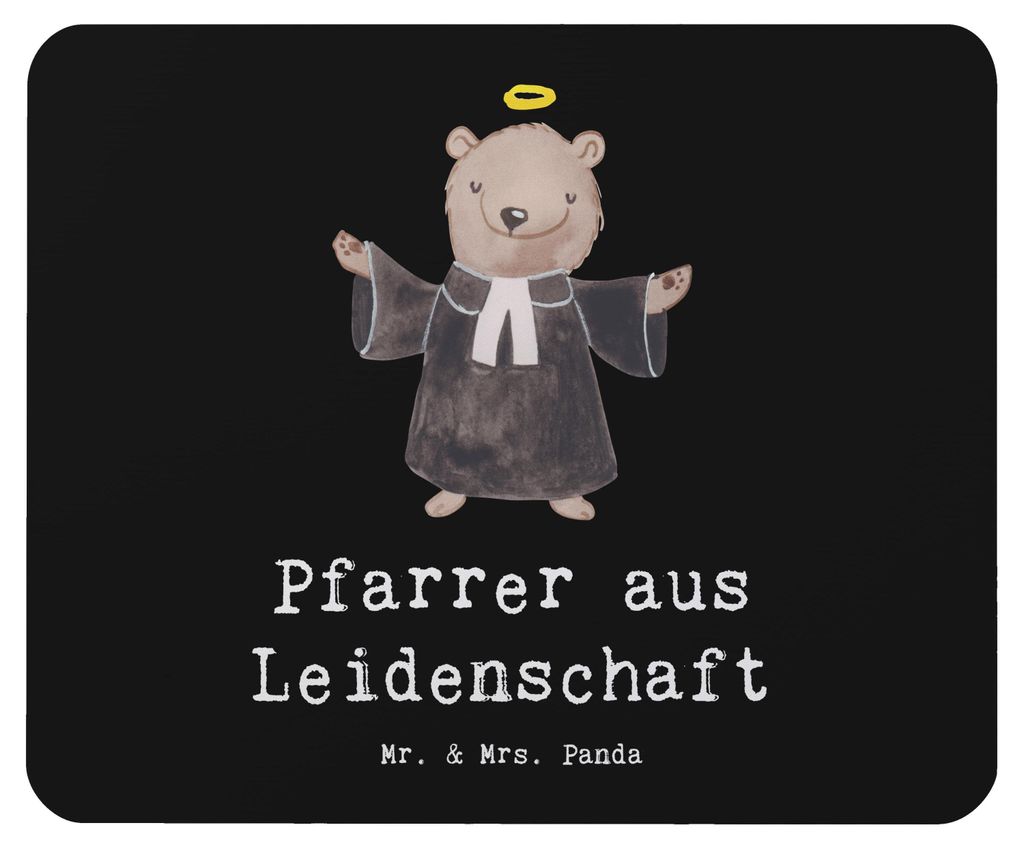 Mr. & Mrs. Panda Mauspad Pfarrer Leidenschaft - Schwarz - Geschenk, Pastor, Spruch, pc mousepad, Mouse Pad, laptop, Theologe, Lustig, Kirche, mouse...