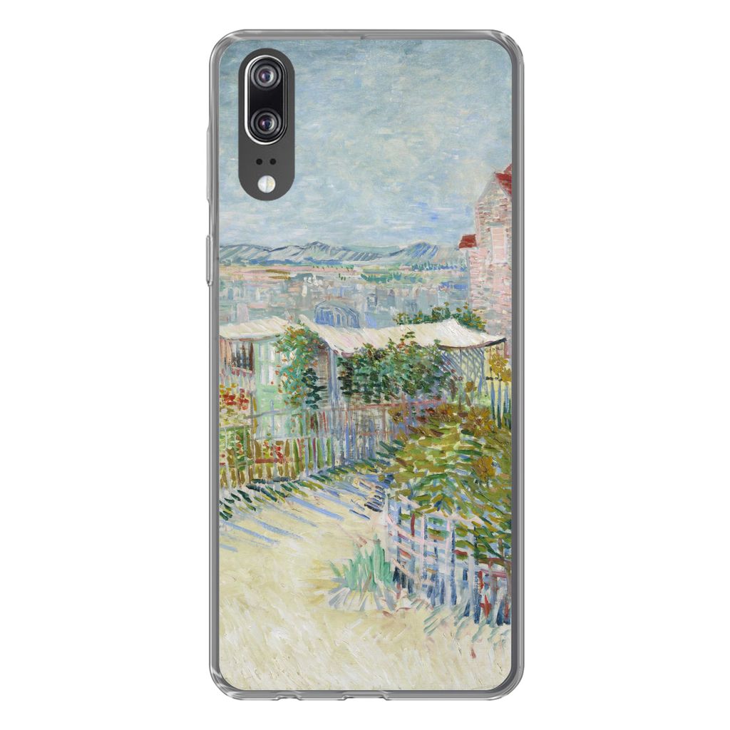 MuchoWow Handyhülle Schutzhülle Hülle für Huawei P20 Montmartre: hinter der Mühle von Galette - Vincent van Gogh Silikon Softcase Handy Hül...