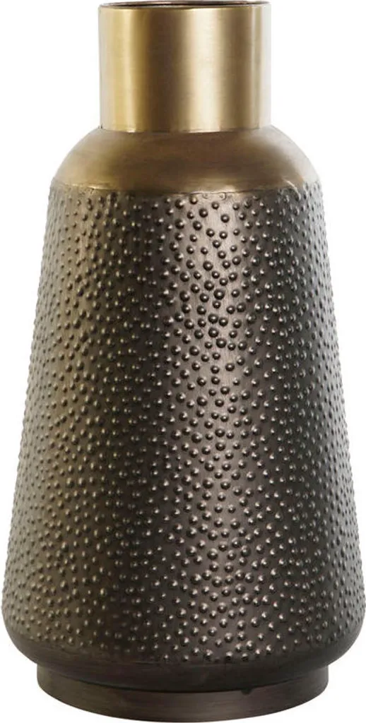 Vase Décoratif en Métal Gris et Or - Grand Format Moderne pour Salon