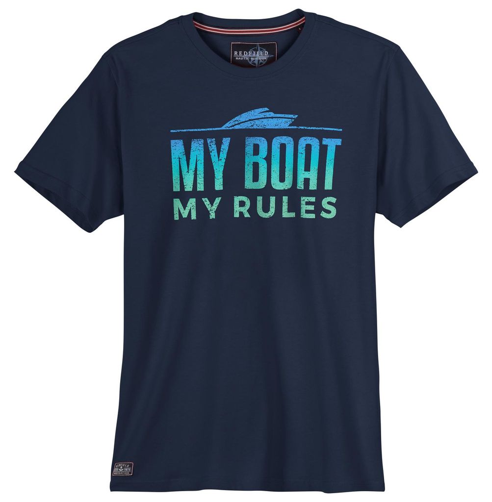 Redfield Übergrößen T-Shirt Print Boat dunkelblau