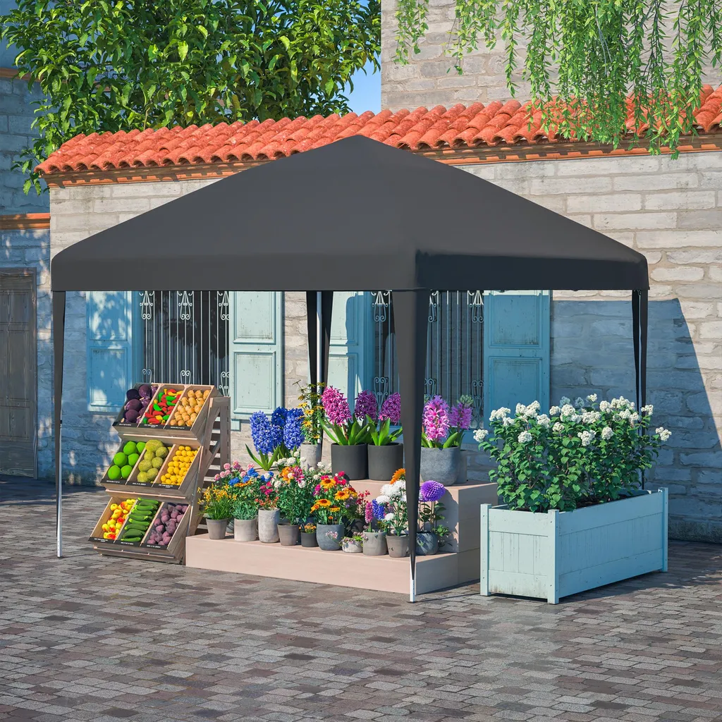 Pavillon pliable 3x3m Pop Up Noir - Tente de Jardin Étanche Anti-UV