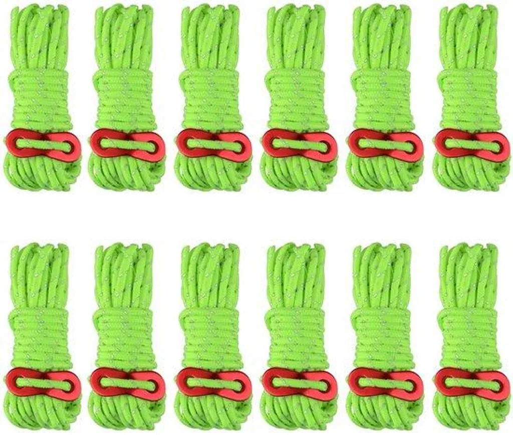 Corde de tente réfléchissante 4m nylon vert fluo : fini les chutes en camping