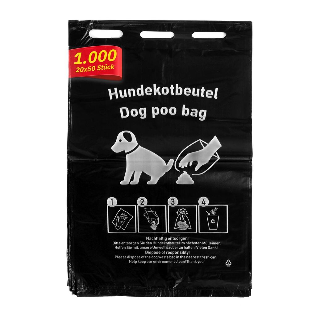 Hypafol Hundekotbeutel Schwarz | 1.000 Beutel | HDPE | 20 x Produktbild 