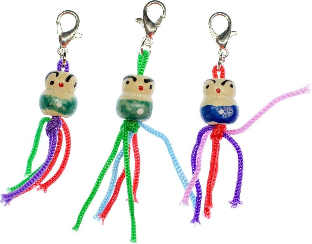 3er Set Glückspüppchen Charm Miniblings Anhänger Holzpüppchen Puppe Püppchen