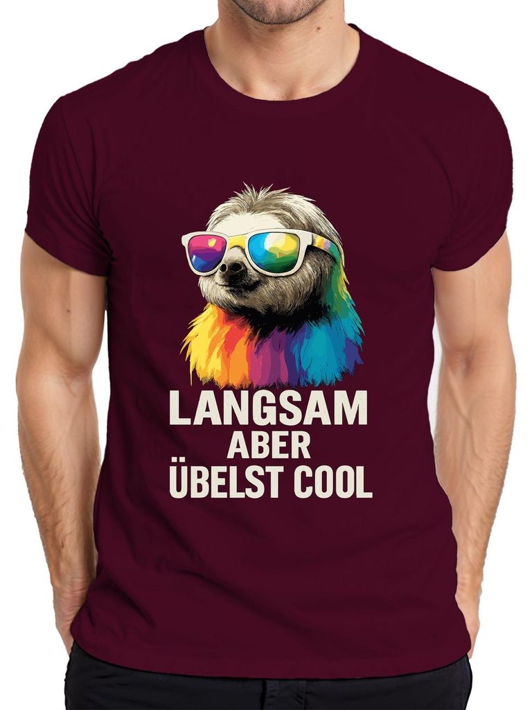 Langsam aber übelst cool Faultier Sonnenbrille Regenbogen Produktbild 