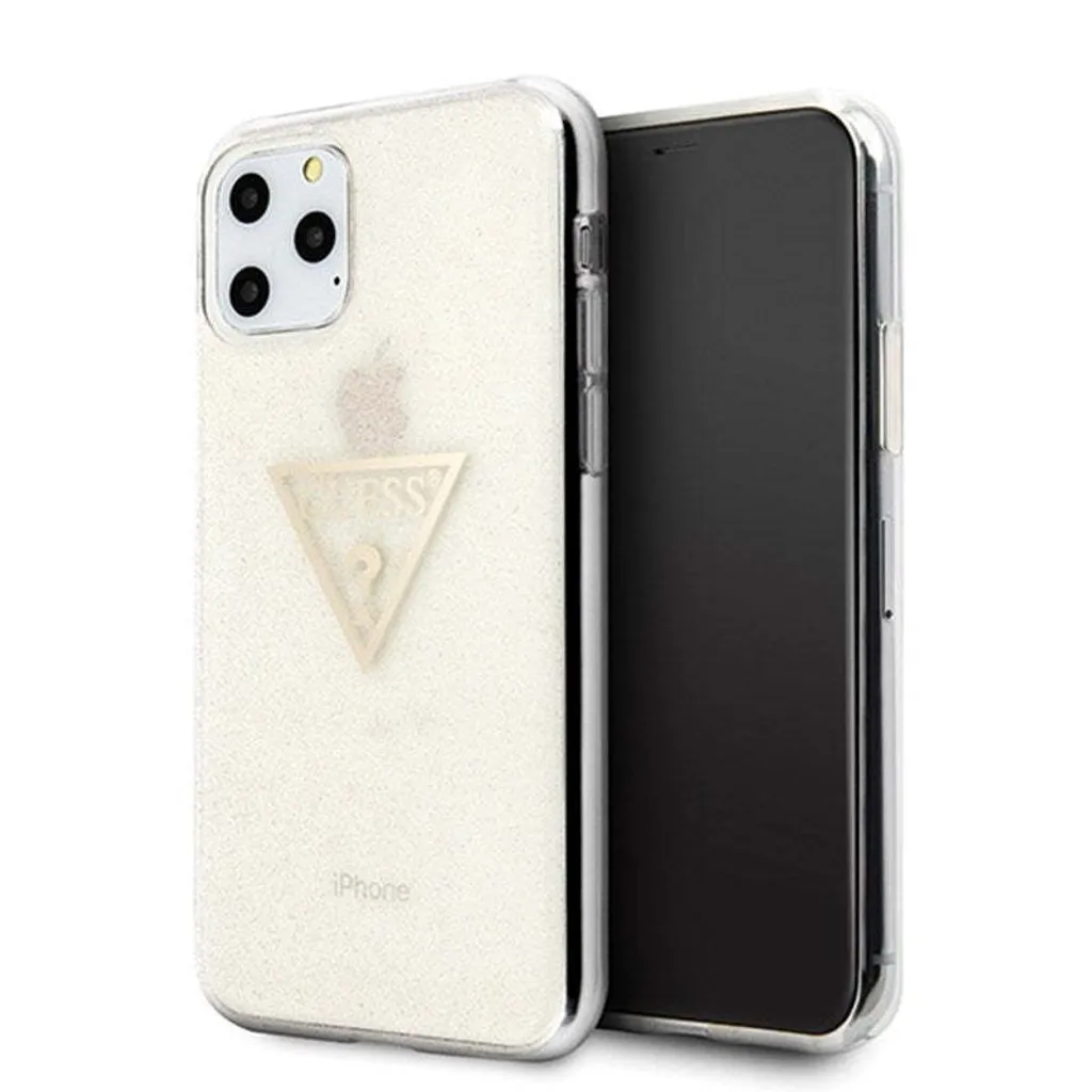 Regalo Ideale: Cover Guess iPhone 11 Pro Oro Glitter Triangolo
