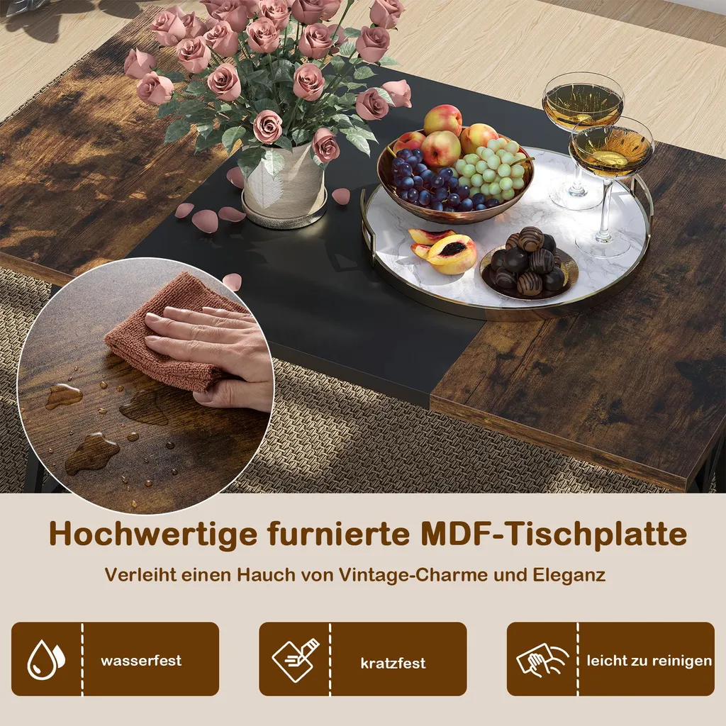 Ensemble Table à Manger Industrielle avec 2 Bancs et 2 Chaises Set de 5 - 6