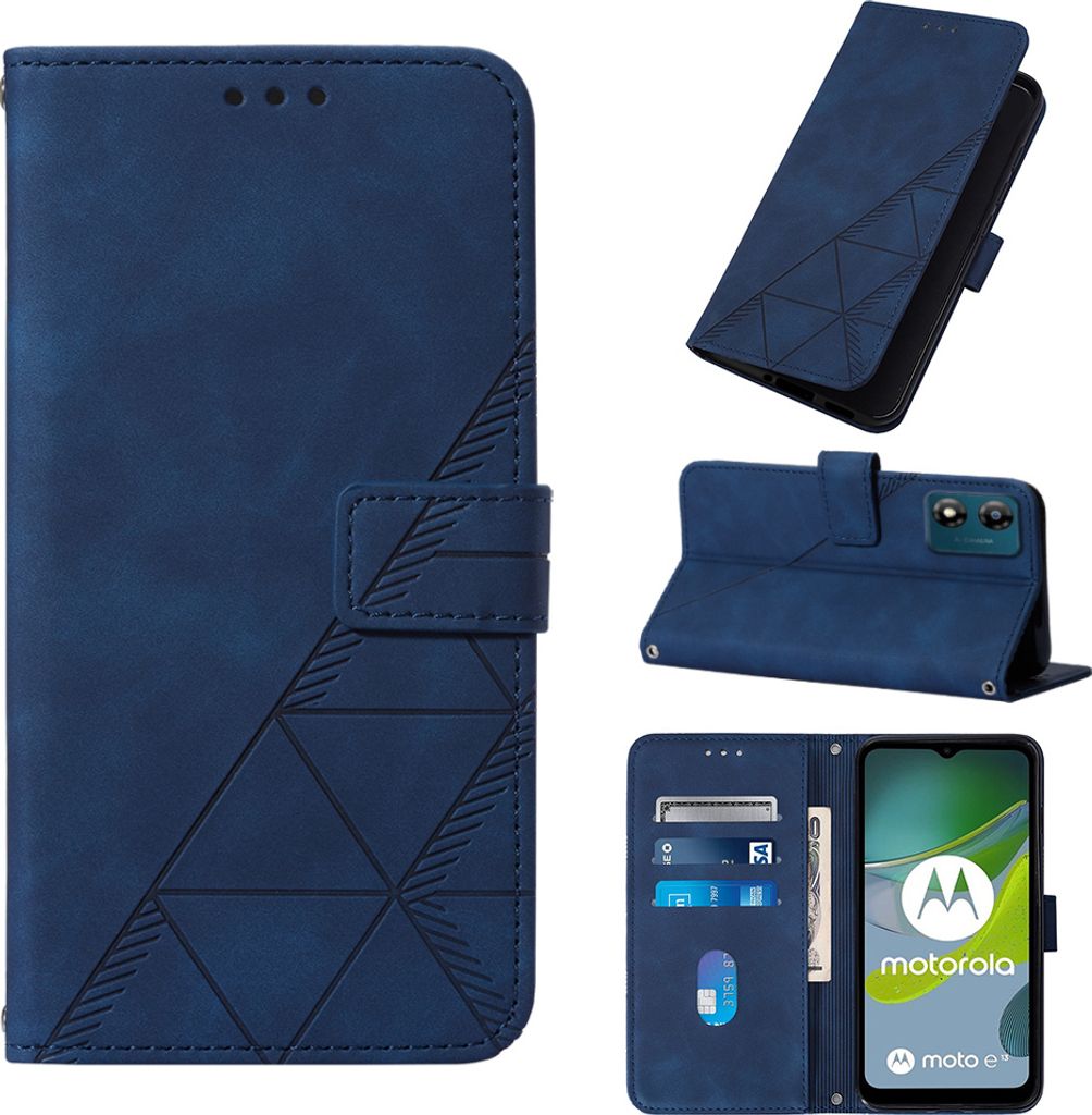 Hülle für Motorola Moto E13 Prägung Flip Leder Kartenfächer Produktbild 