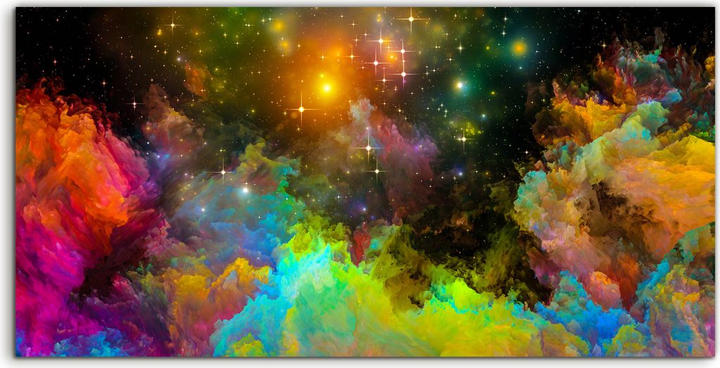 Coloray Acrylbild 100x50 Wandbild Acrylbilder Kunst Galaxie Virtuelle bemalte Welt