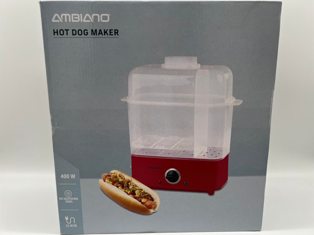 Hot Dog Maker für 8 Würstchen und 6 Brötchen mit Eierkocher-Funktion und getrennten Kammern
