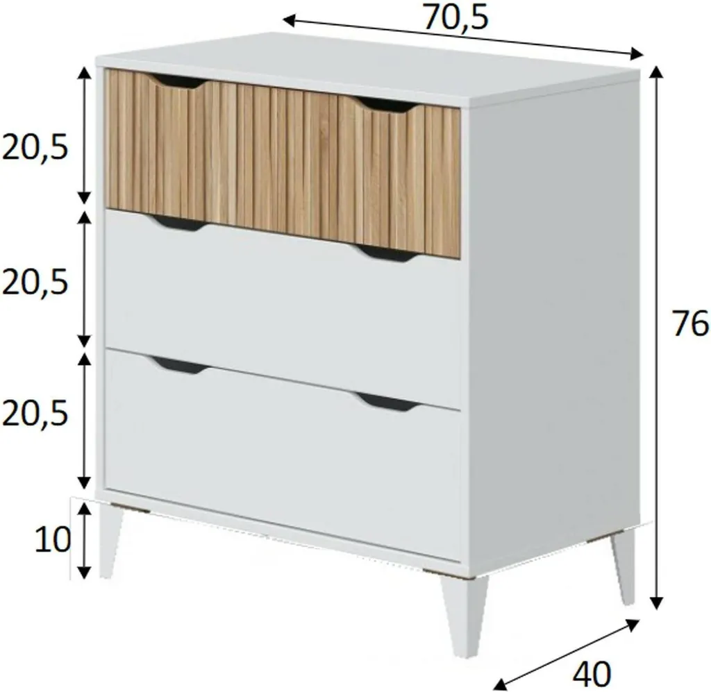 Mobile Cassettiera Archi Dmora Bianco 40x70 - Arredo Casa 3 Cassetti - 3