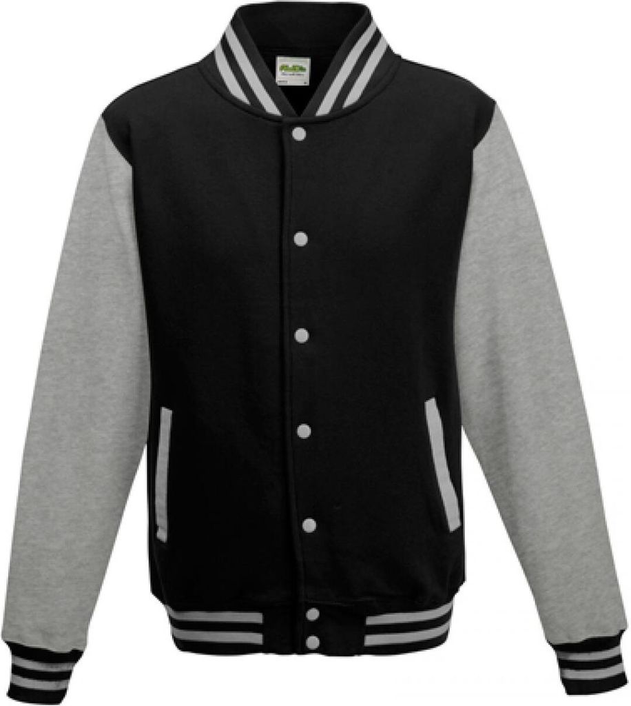 Just Hoods JH043 | Varsity Jacket / College Jacke - Farbe: Jet Black/Heather Grey - Größe: M